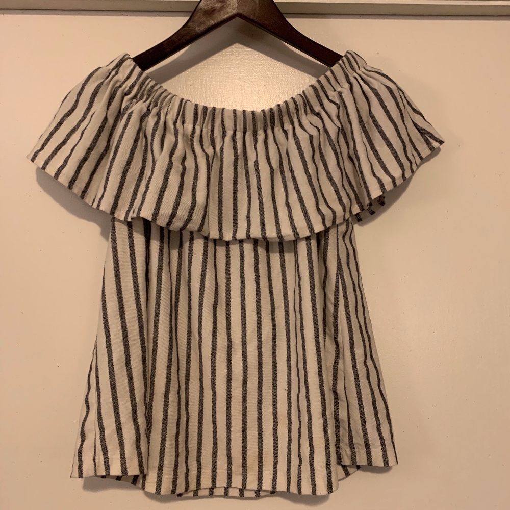 Striped, Off the Shoulder shirt